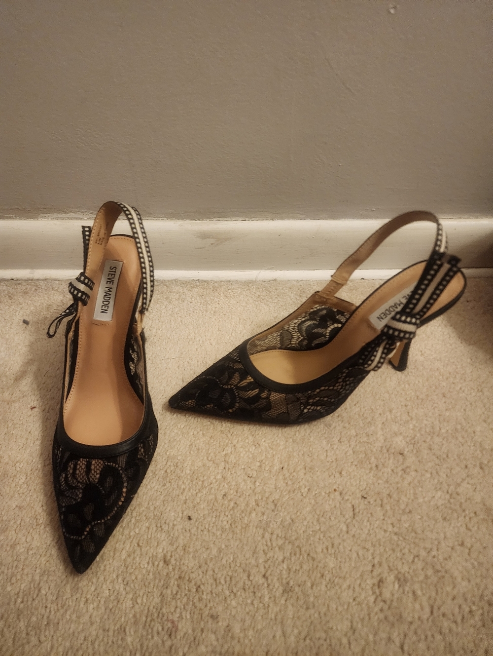 Steve Madden BRI Black Lace Pumps, Sz 8.5